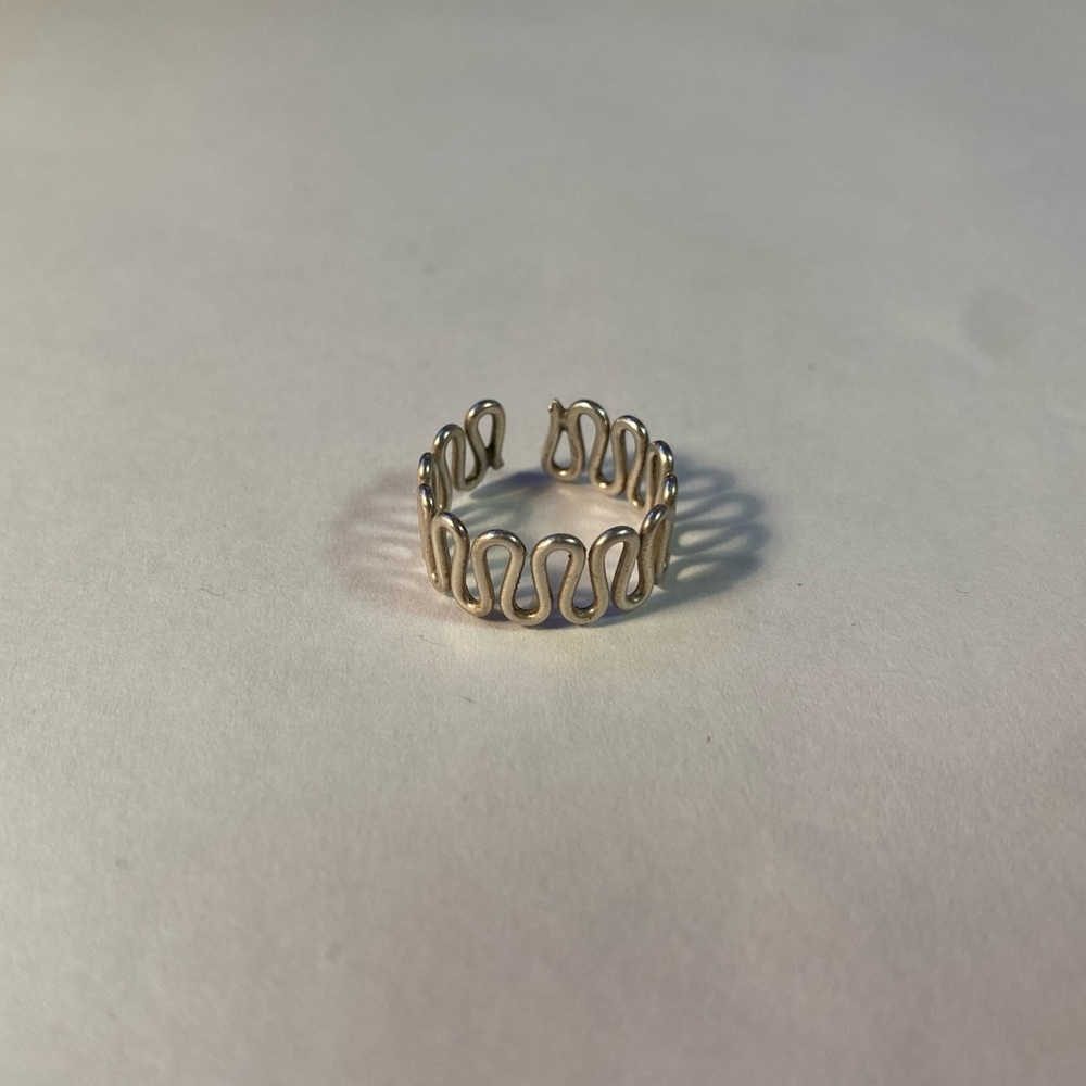 Silver Squiggle Adjustable Ring